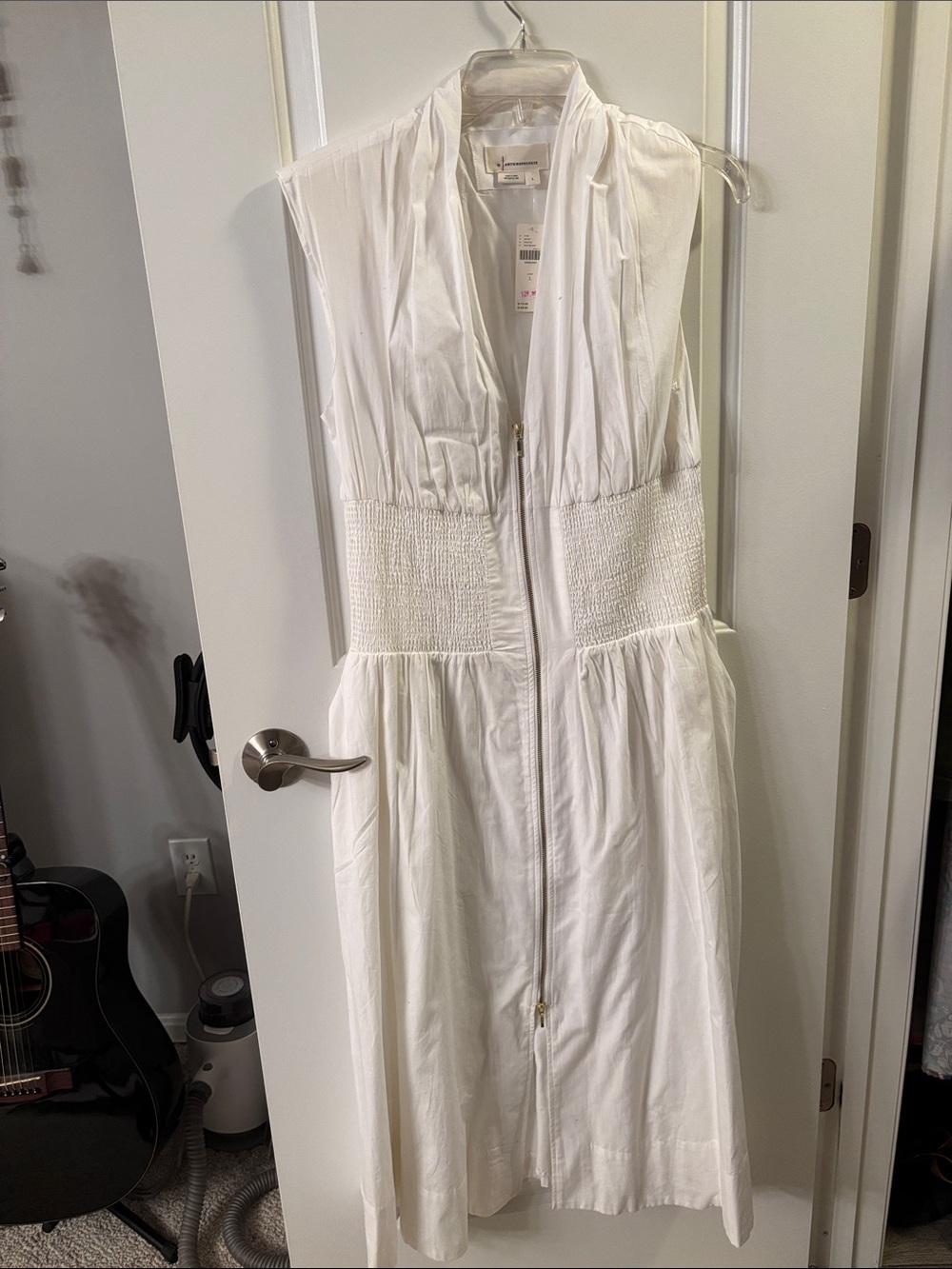White Sleeveless Zip-Front Women's Dress
